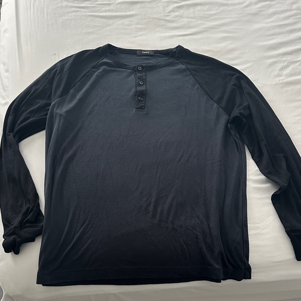 Theory Black Long Sleeve Henley